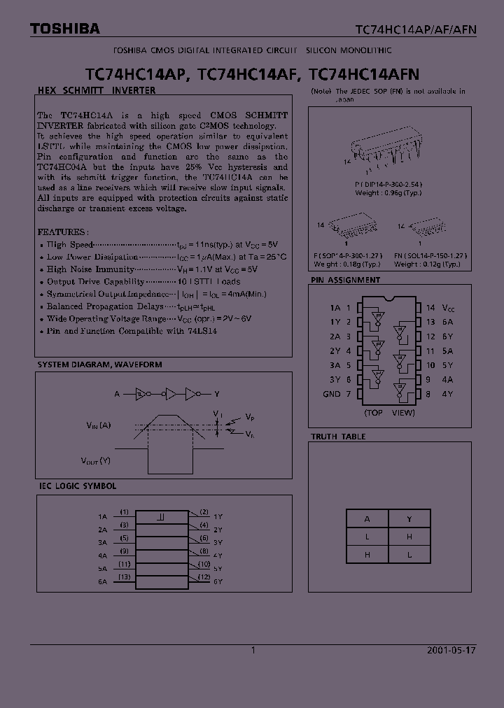 TC74HC14AF_158008.PDF Datasheet