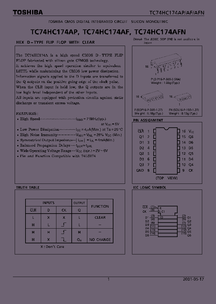 TC74HC174AF_96129.PDF Datasheet