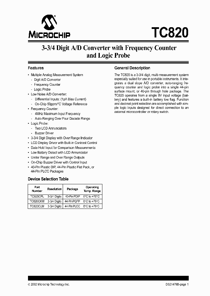 TC820CLW_114029.PDF Datasheet