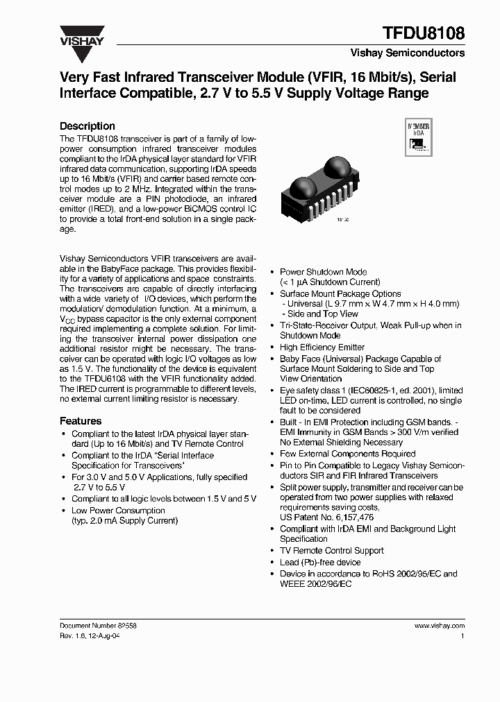 TFDU6108_61156.PDF Datasheet