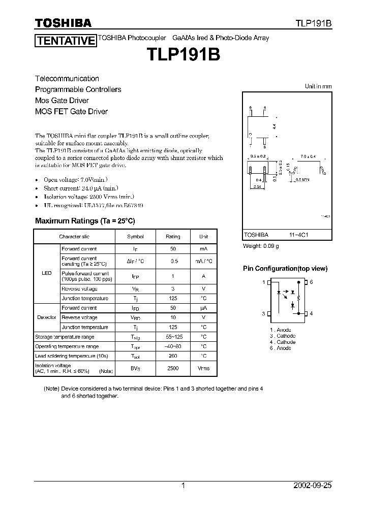 TLP191B_194999.PDF Datasheet