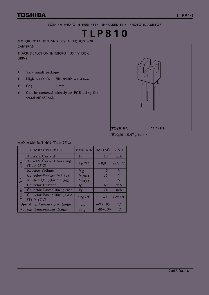 TLP810_4316.PDF Datasheet