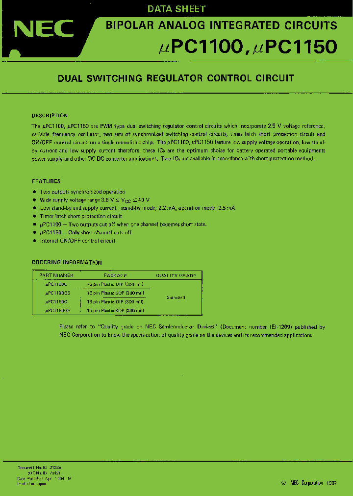 UPC1100_42167.PDF Datasheet