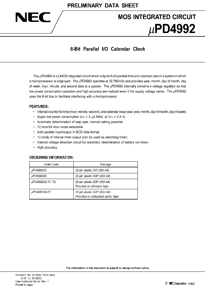 UPD4992_98000.PDF Datasheet