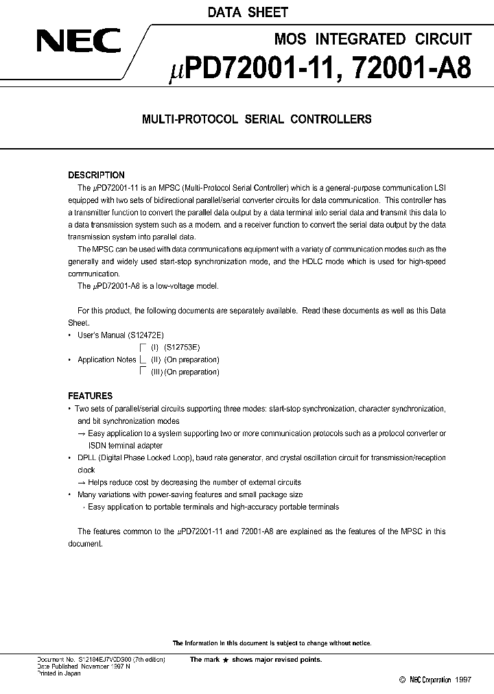 UPD72001-11_123127.PDF Datasheet