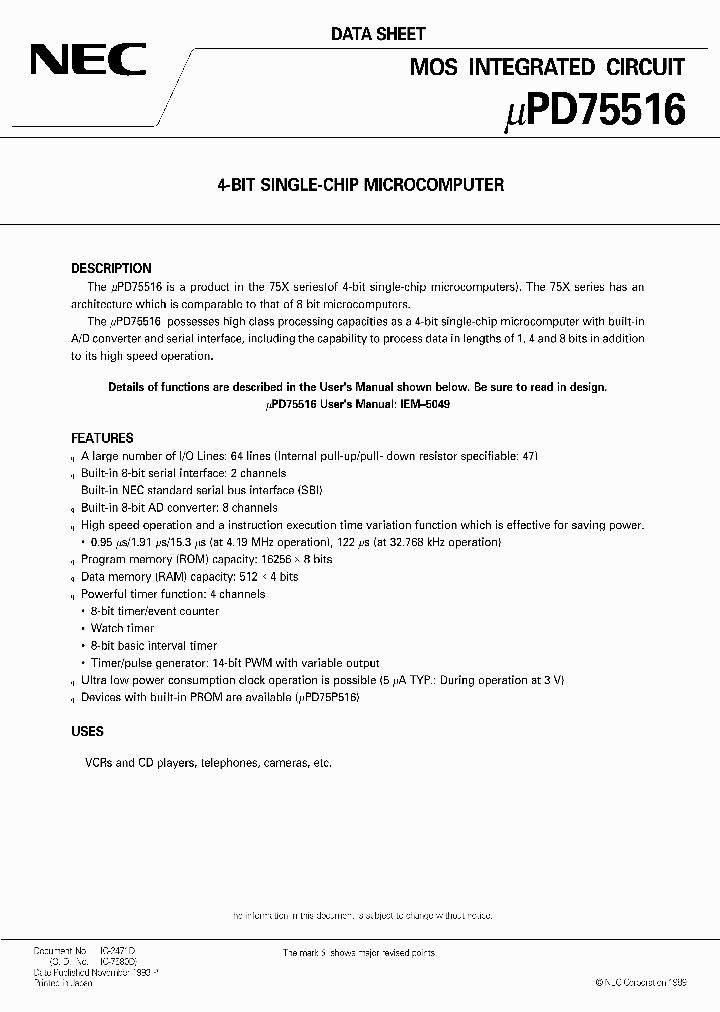 UPD75516_103616.PDF Datasheet