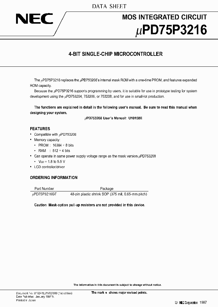 UPD75P3216_98729.PDF Datasheet
