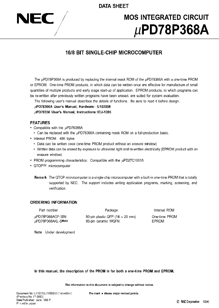 UPD78P368A_96348.PDF Datasheet