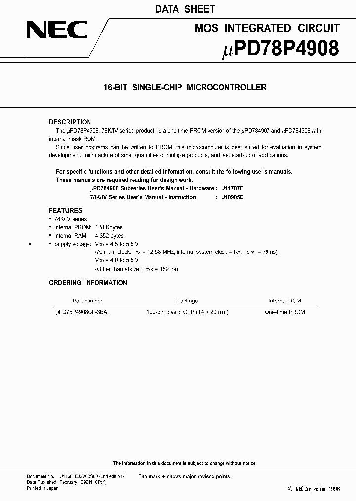 UPD78P4908_96365.PDF Datasheet