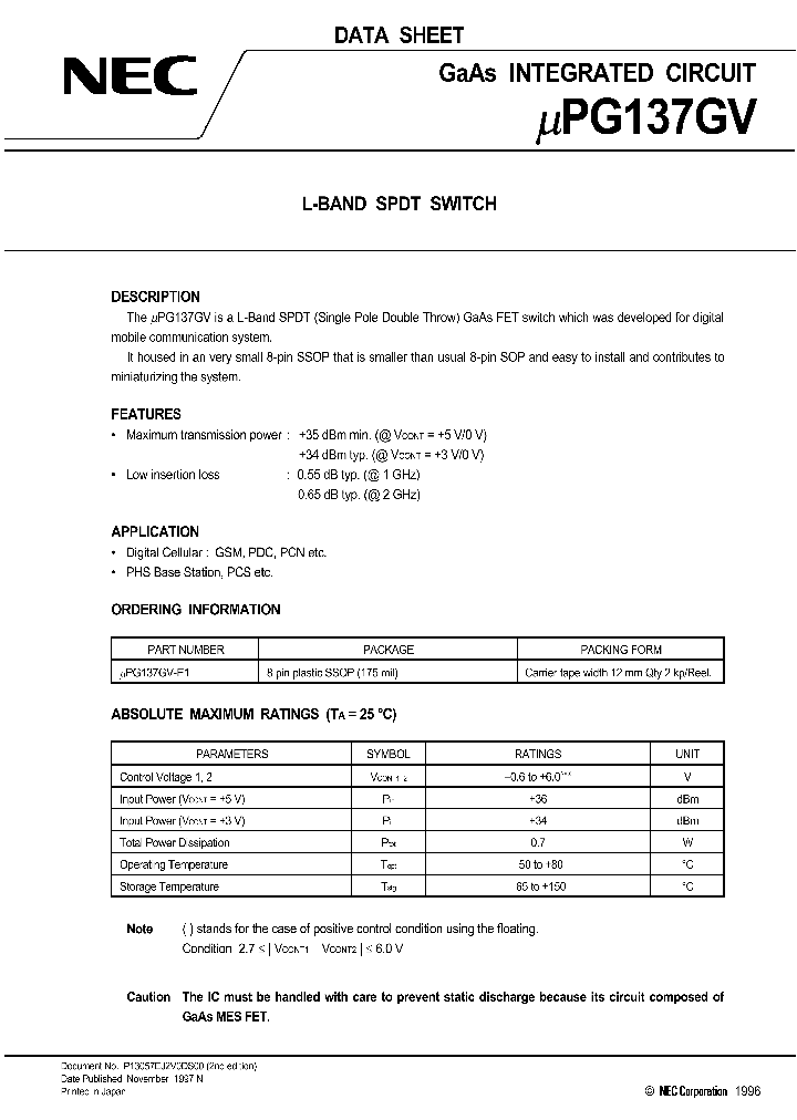 UPG137GV_58605.PDF Datasheet