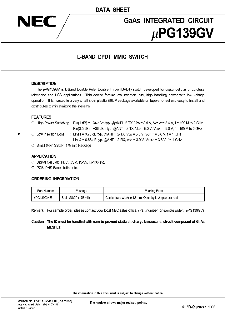 UPG139GV_58610.PDF Datasheet