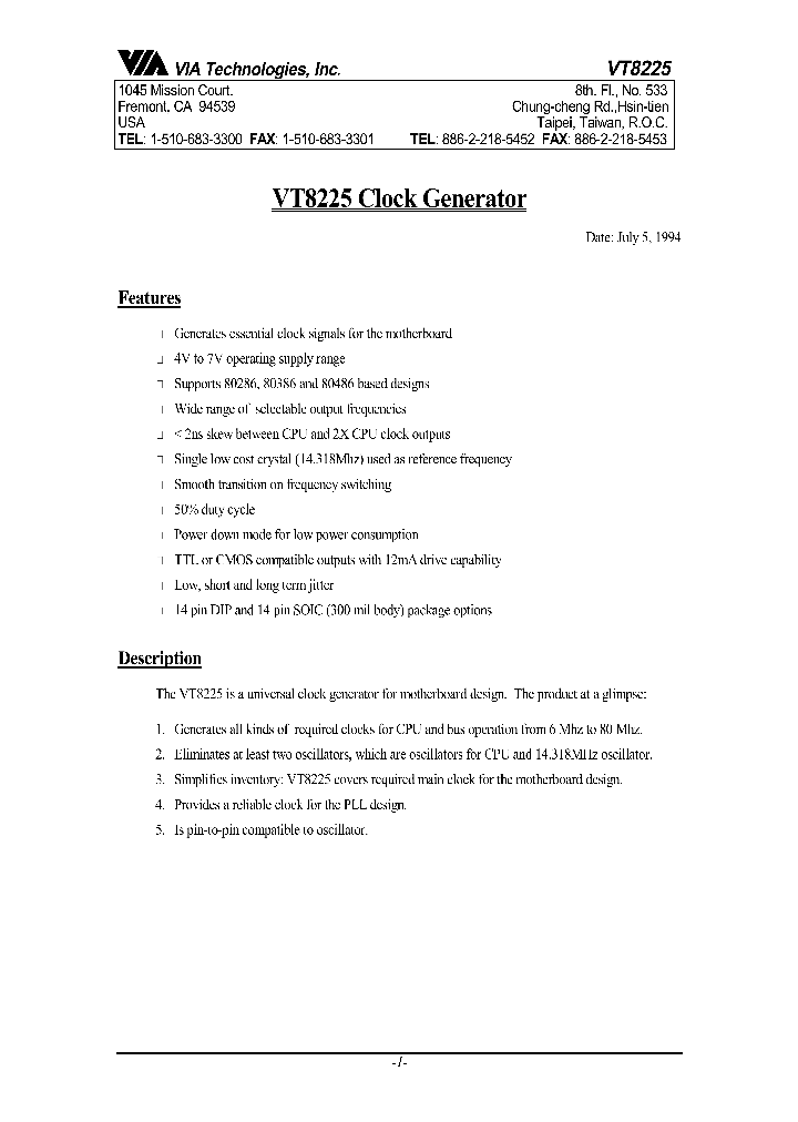 VT8225_54245.PDF Datasheet