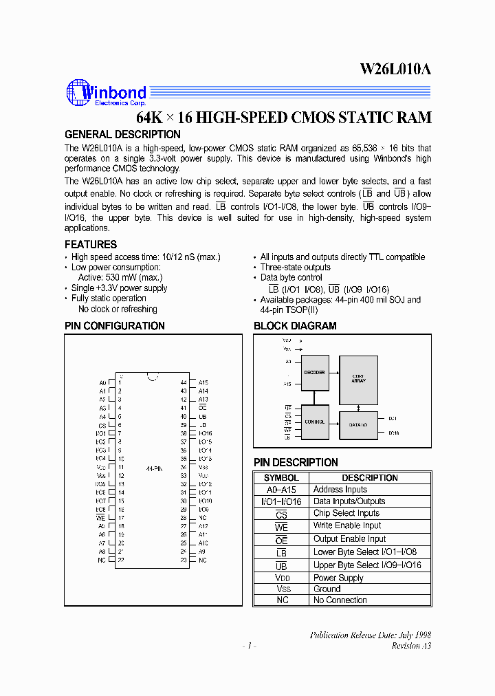 W26L010A_53361.PDF Datasheet