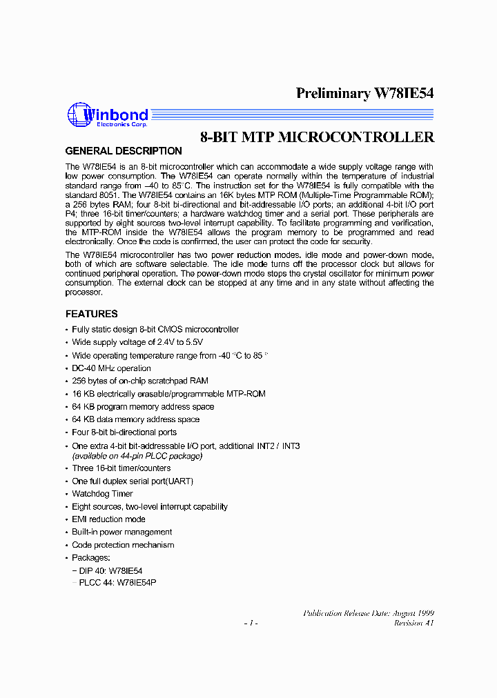 W78IE54_52627.PDF Datasheet