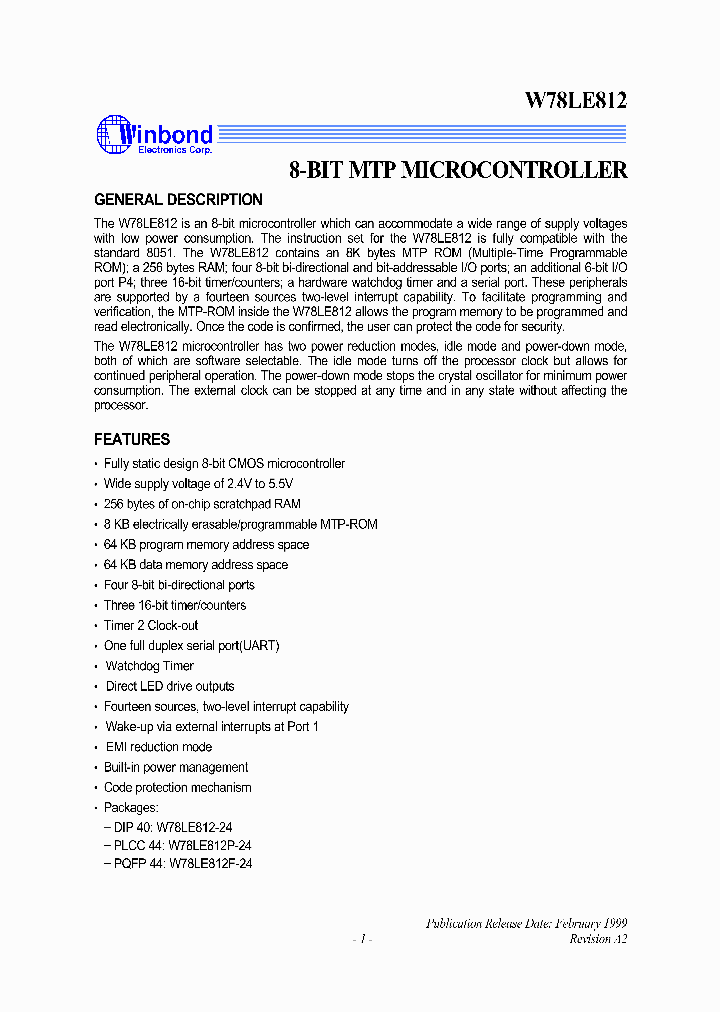 W78LE812_52623.PDF Datasheet