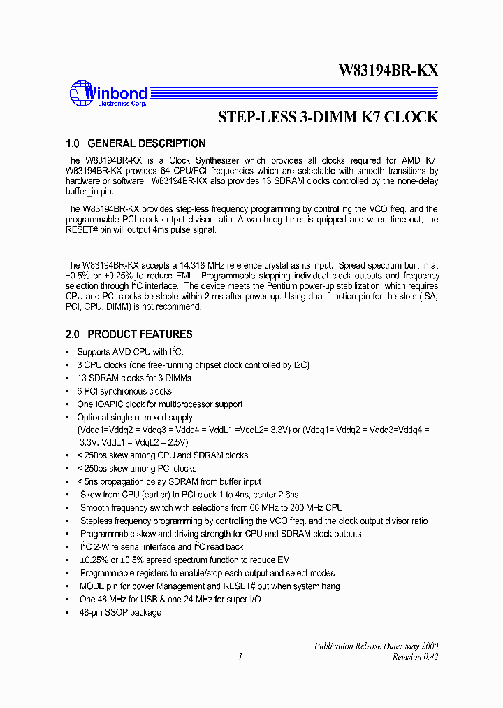 W83194BR-KX_52664.PDF Datasheet