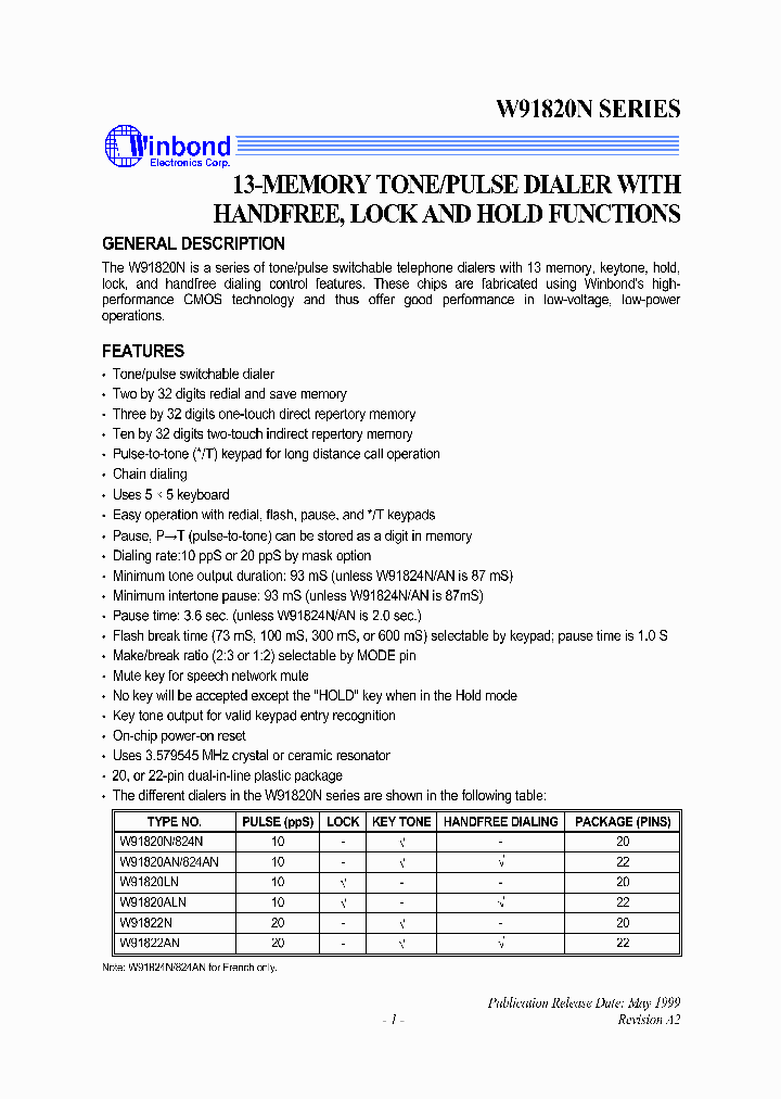 W91820ALN_52862.PDF Datasheet