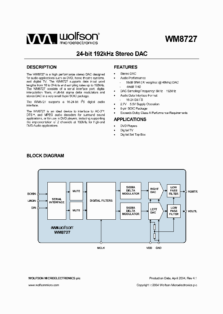 WM8727_51799.PDF Datasheet