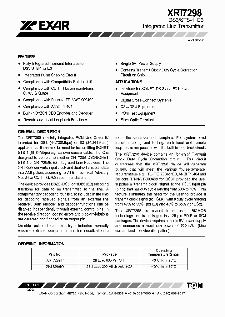 XRT7298_44258.PDF Datasheet