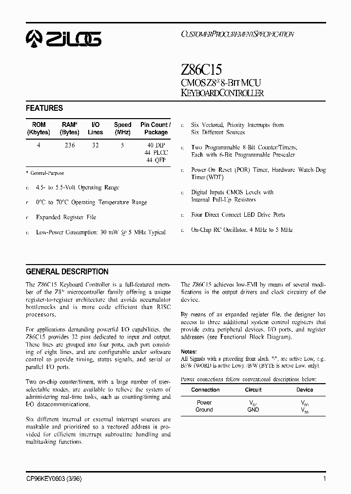 Z86C15_27261.PDF Datasheet