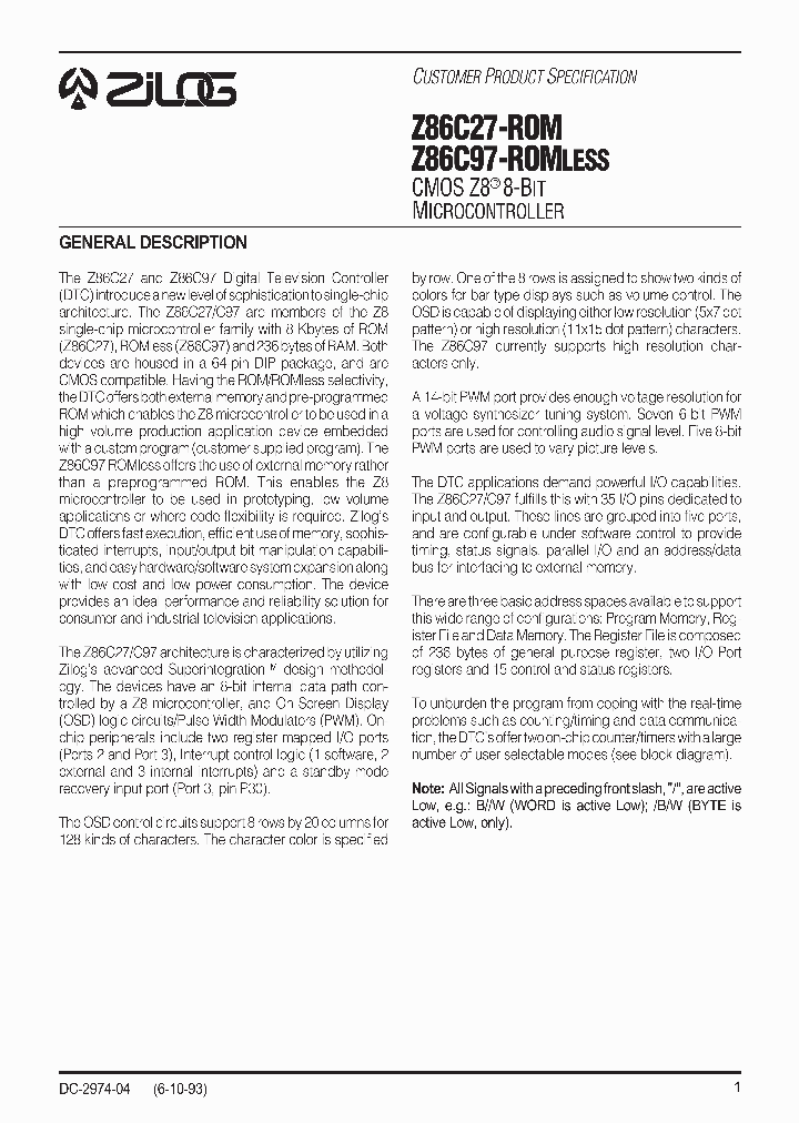 Z86C27_27273.PDF Datasheet