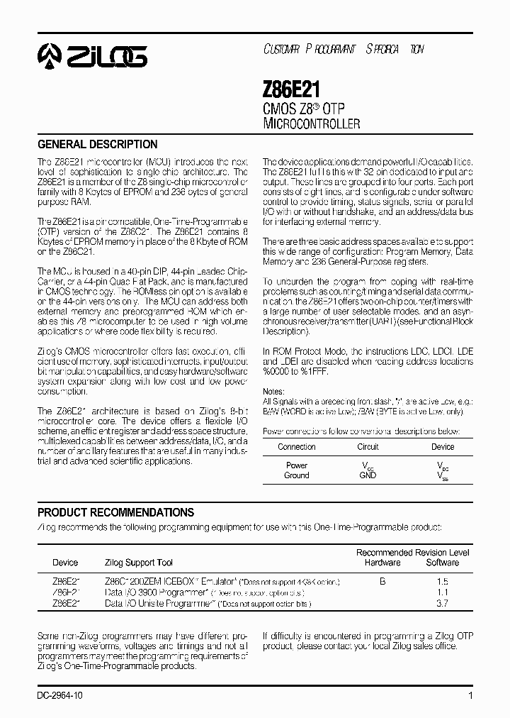 Z86E21_27324.PDF Datasheet