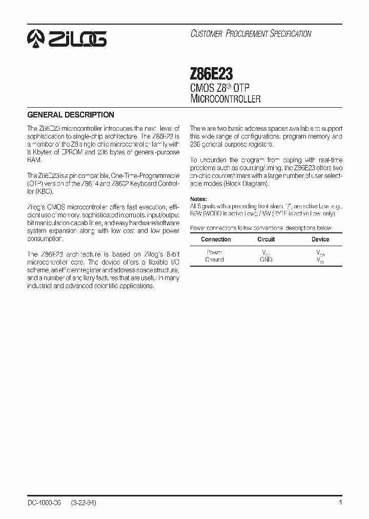 Z86E23_27325.PDF Datasheet