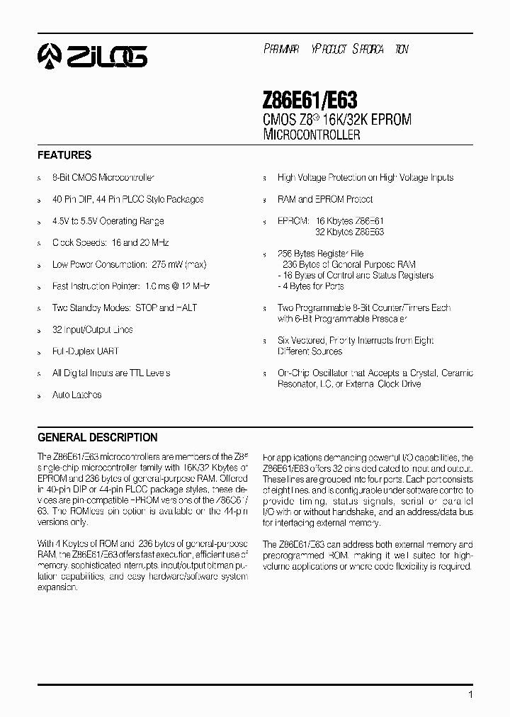 Z86E61_27332.PDF Datasheet