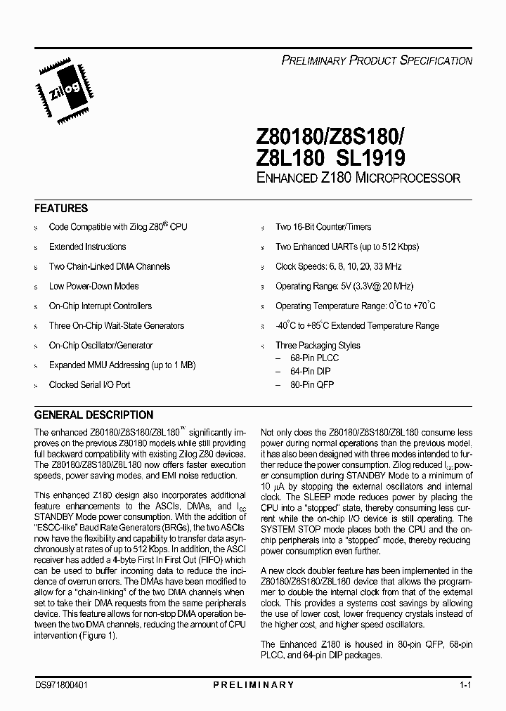 Z8L18006FEC_27508.PDF Datasheet