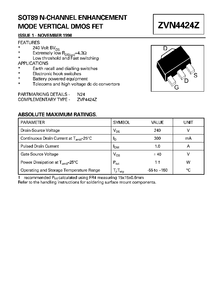 ZVN4424Z_23170.PDF Datasheet