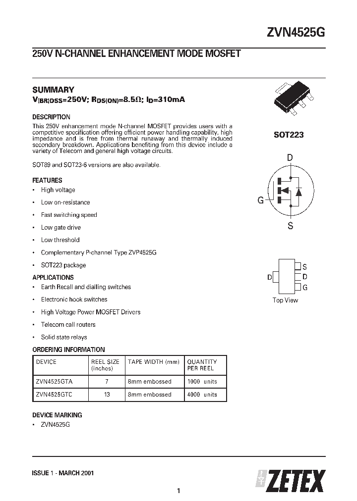 ZVN4525G_54917.PDF Datasheet