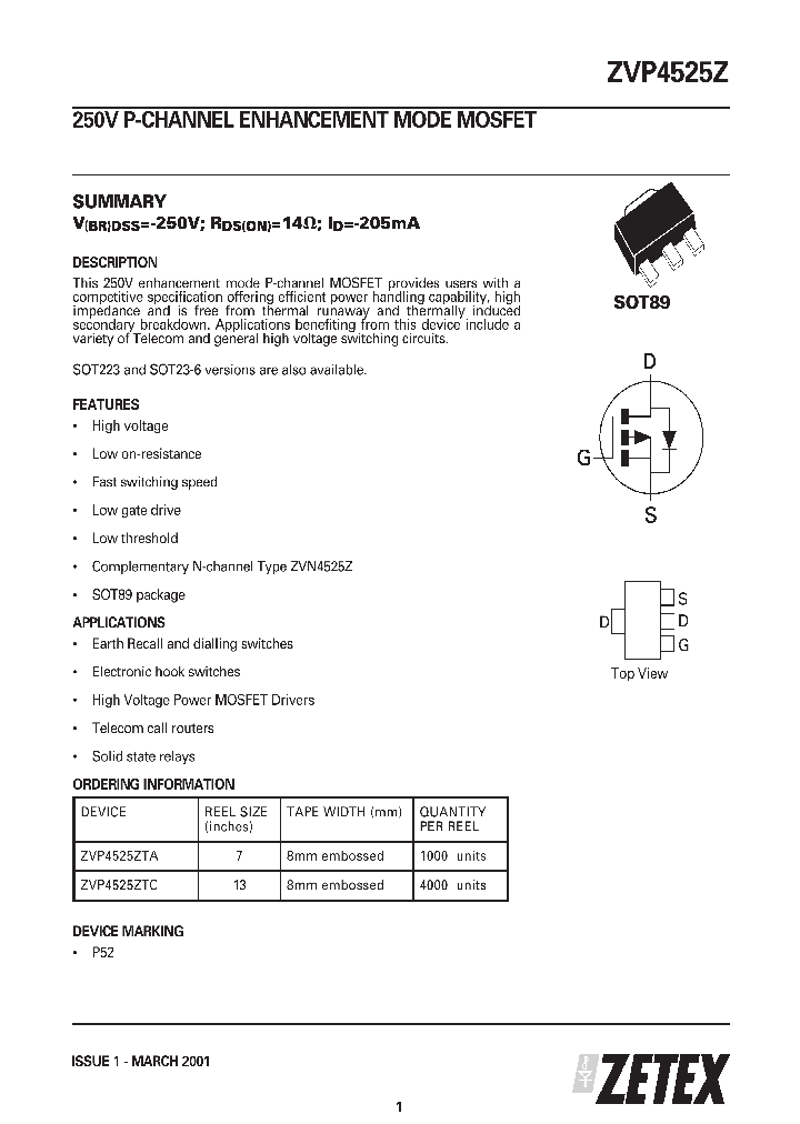 ZVP4525Z_53798.PDF Datasheet