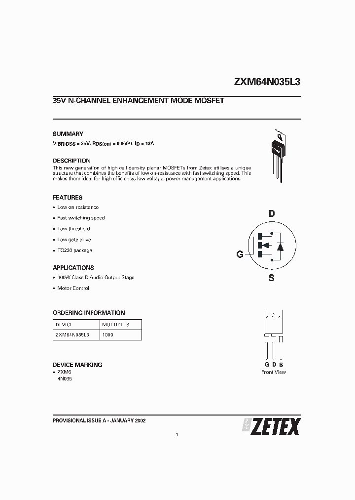 ZXM64N035L3_22309.PDF Datasheet