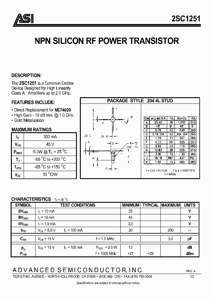 2SC1251_277409.PDF Datasheet