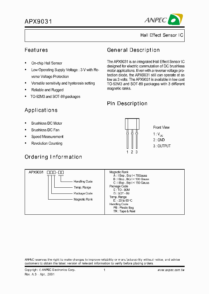 APX9031_303525.PDF Datasheet