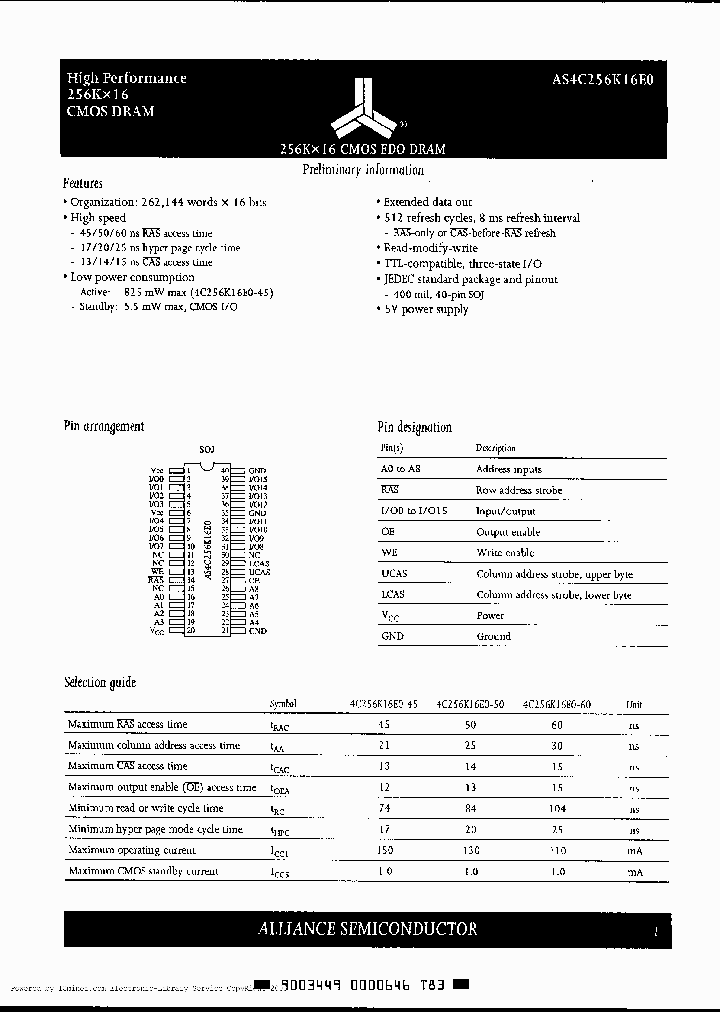 AS4C256K16E0-45JC_199943.PDF Datasheet