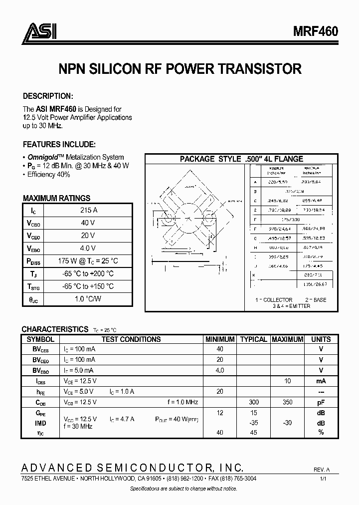 ASIMRF460_290263.PDF Datasheet