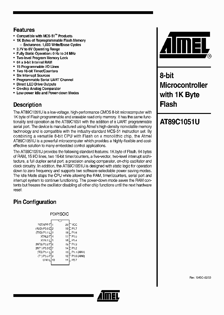 AT89C1051UNBSP_282562.PDF Datasheet