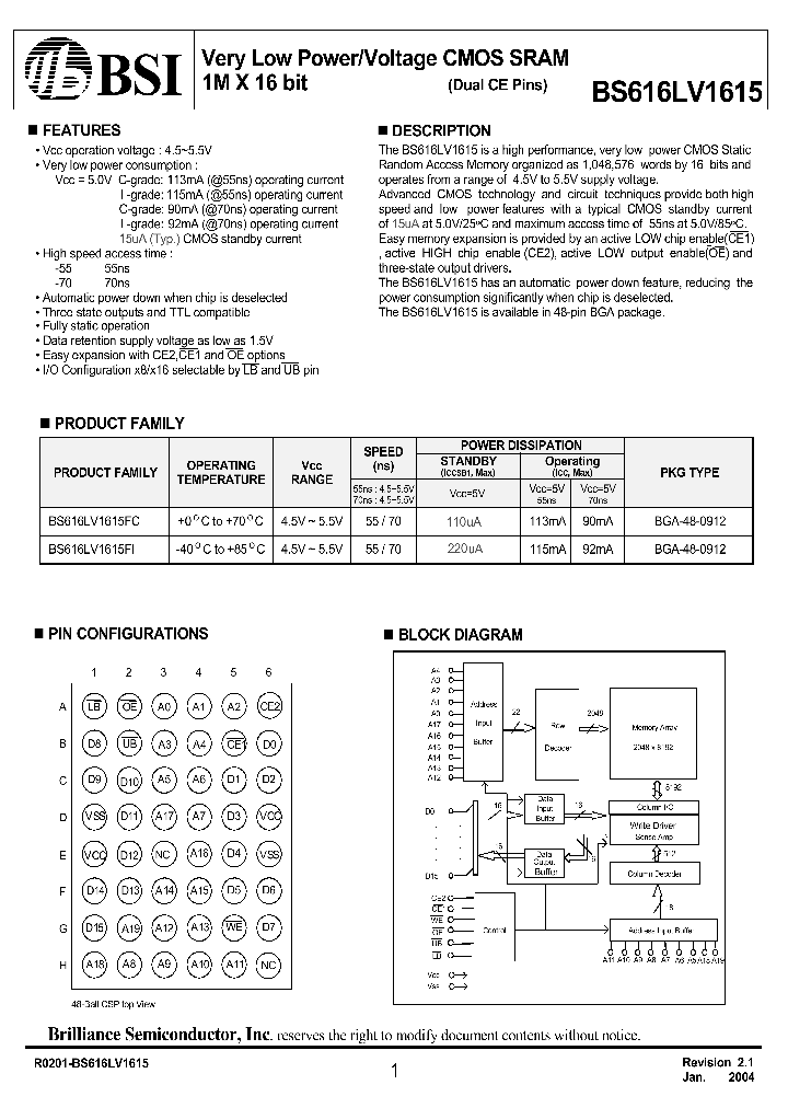 BS616LV1615_297767.PDF Datasheet
