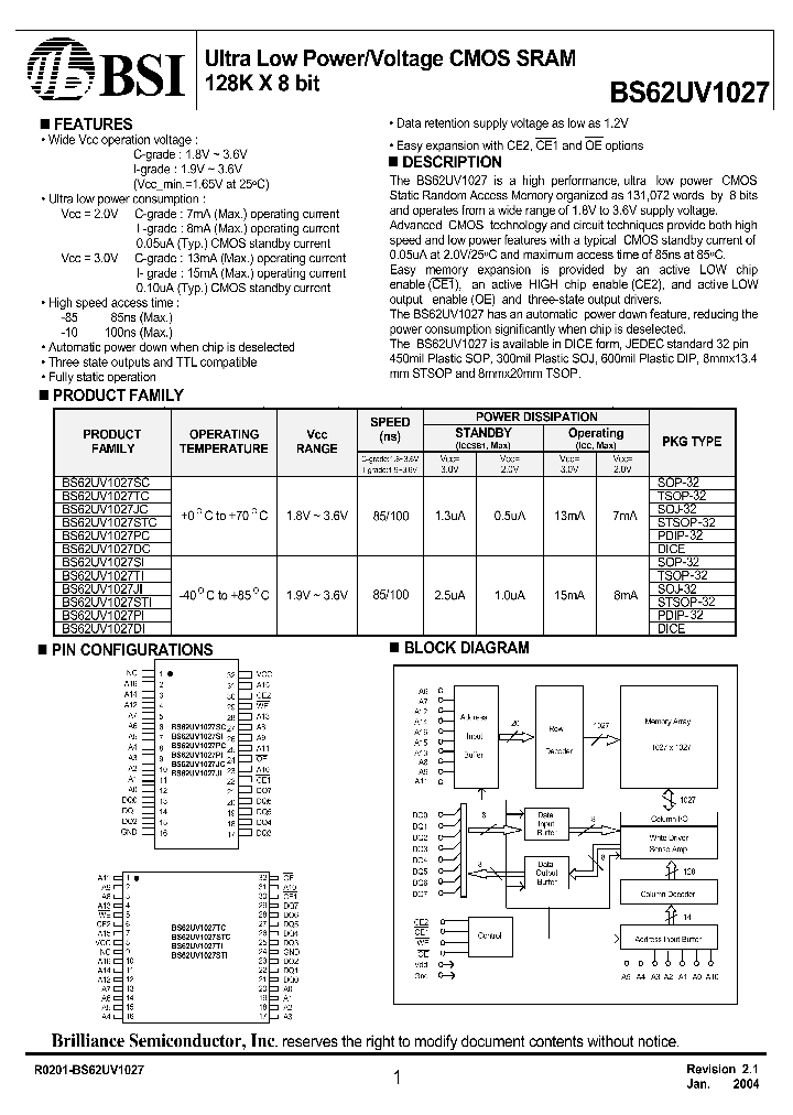 BS62UV1027_290007.PDF Datasheet