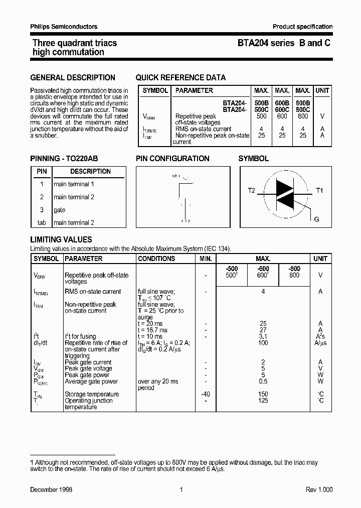 BTA204SERIESBANDC_228249.PDF Datasheet