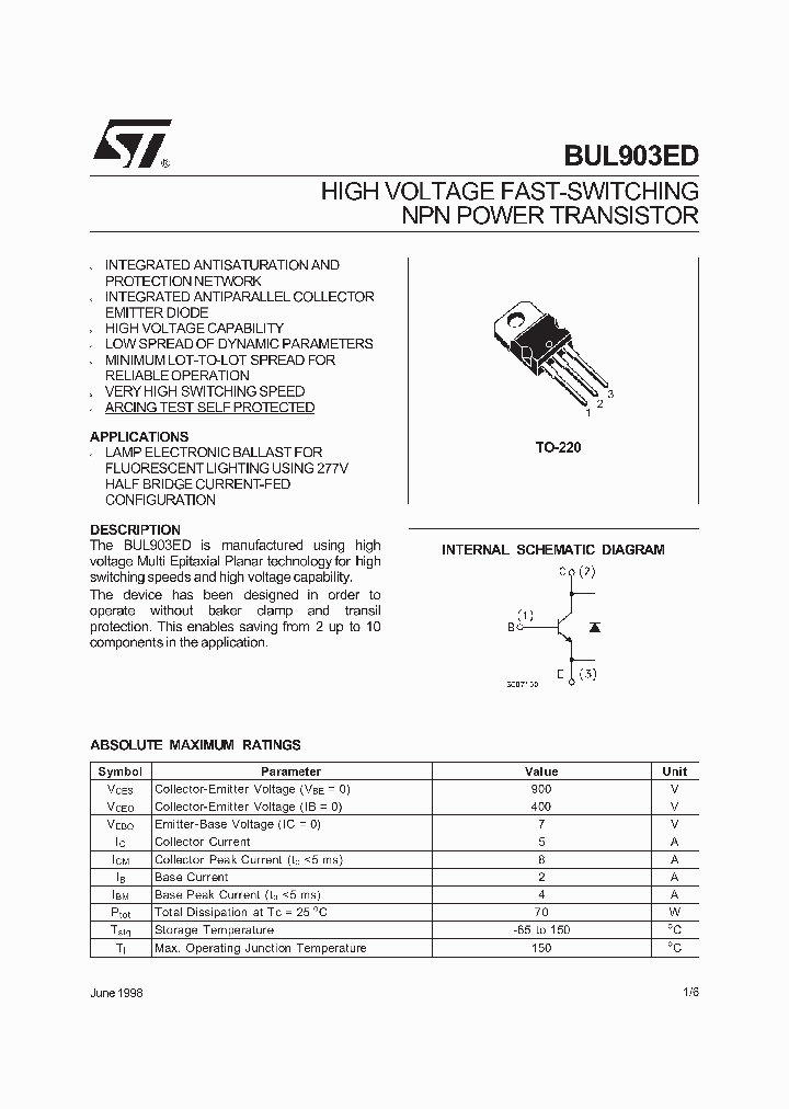 BUL903ED_294938.PDF Datasheet