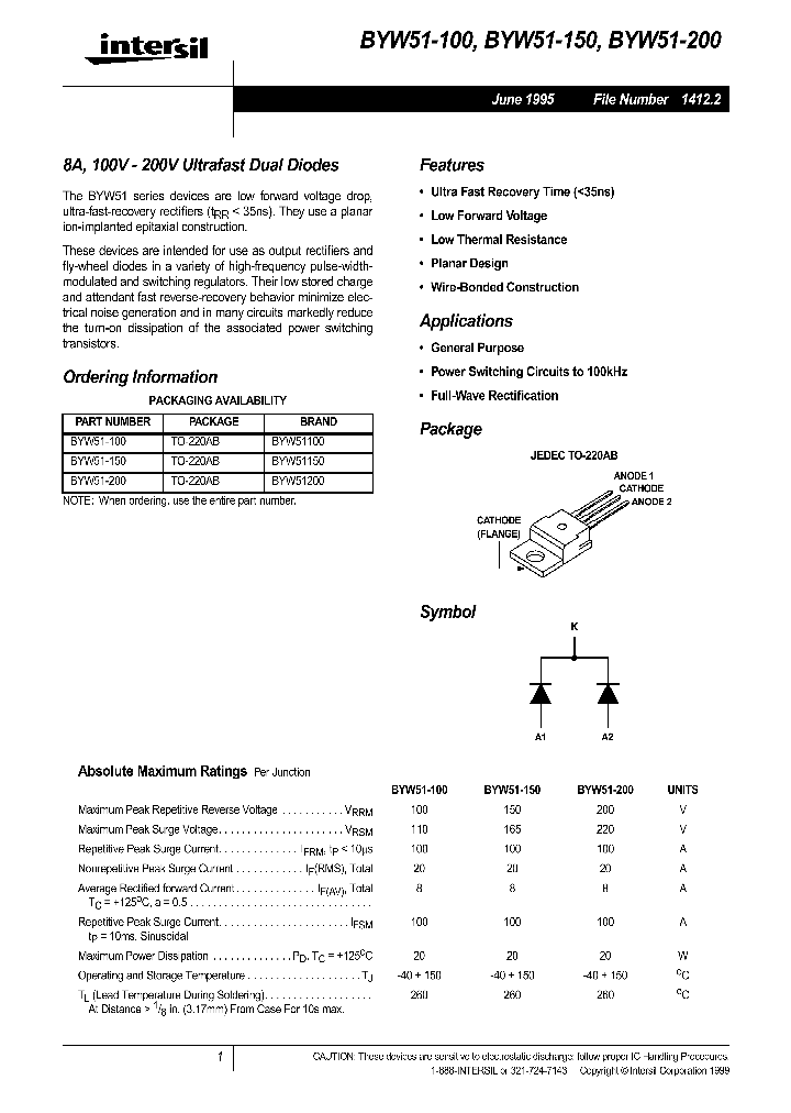 BYW51-100_38162.PDF Datasheet