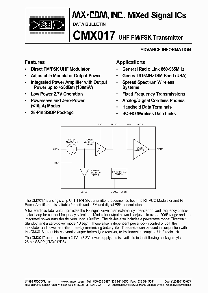 CMX017_250115.PDF Datasheet
