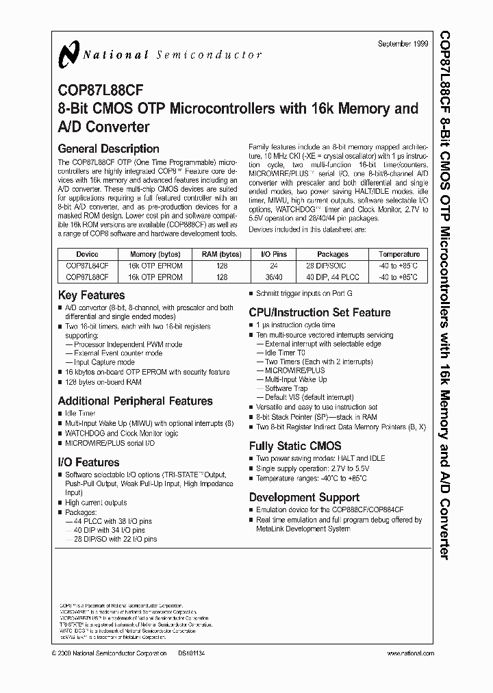 COP87L88CFN-XE_200198.PDF Datasheet
