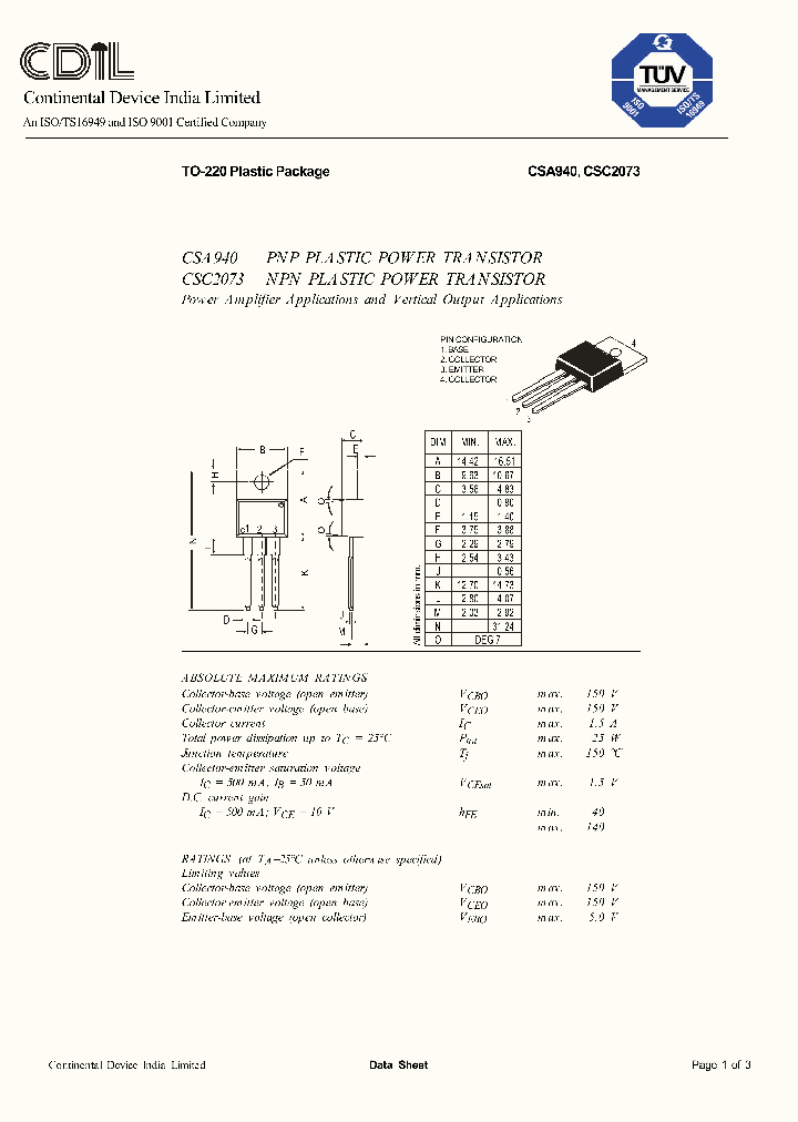 CSC2073_300188.PDF Datasheet