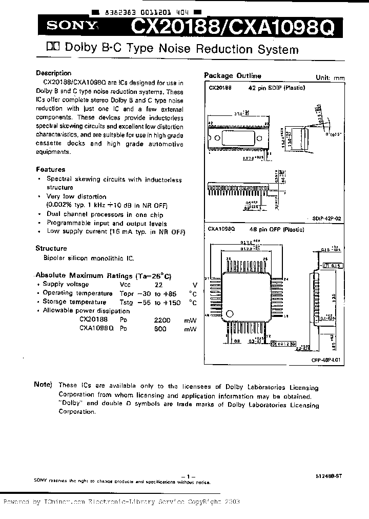 CXA1098Q_220847.PDF Datasheet