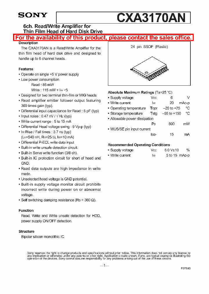 CXA3170AN_244430.PDF Datasheet