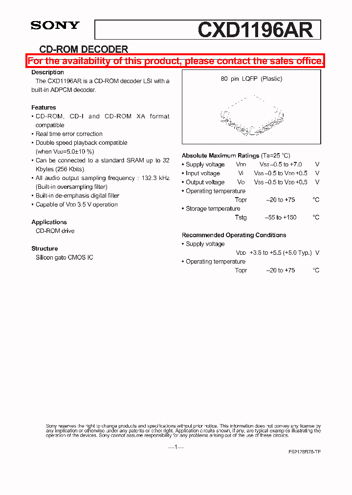 CXD1196_138176.PDF Datasheet