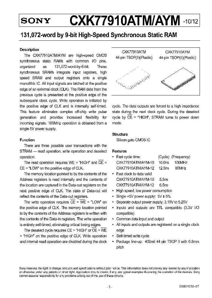 CXK77910AYM_267262.PDF Datasheet